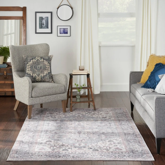 Nicole Curtis Machine Washable Series 1 Area Rug SR104 Black 4' x 6'