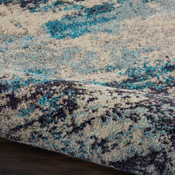 Nourison Celestial Area Rug CES02-Ivory Teal Blue