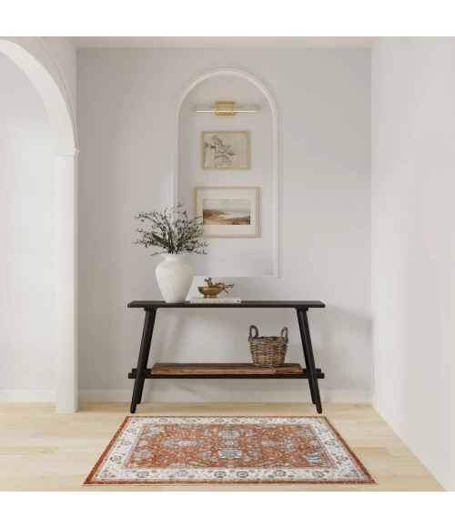 Nourison Astra Machine Washable Rust Ivory ASW20 3 ft. 3 in. x 5 ft. Rect. Rug