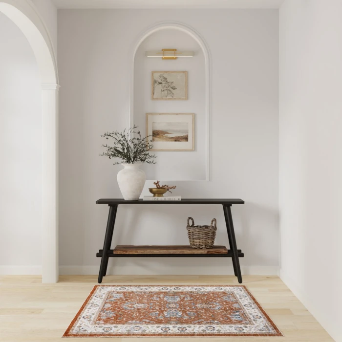 Nourison Astra Machine Washable Rust Ivory ASW20 3 ft. 3 in. x 5 ft. Rect. Rug