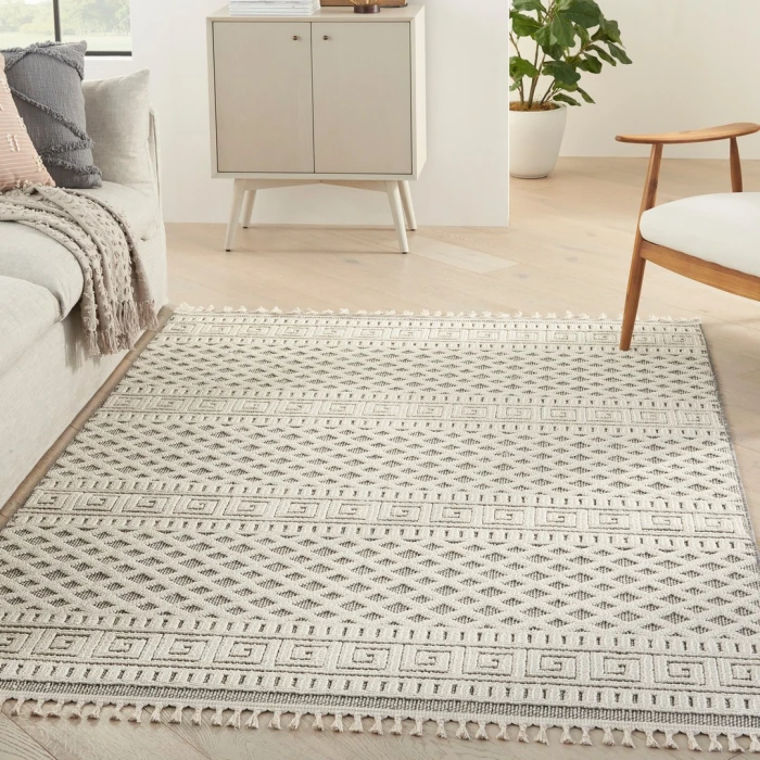 Nourison Paxton Ivory/Grey PAX05 5ft. 3in. x 7ft. 11in. Rect. Rug