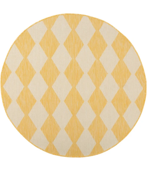 Nourison Positano Yellow POS04 6ft. Round Rug