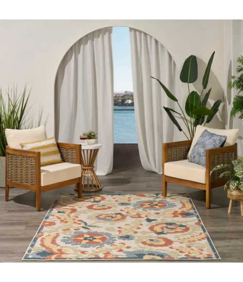 Nourison Aloha Grey Multicolor ALH17 5 ft. 3 in. X 7 ft. 5 in. Rect. Rug