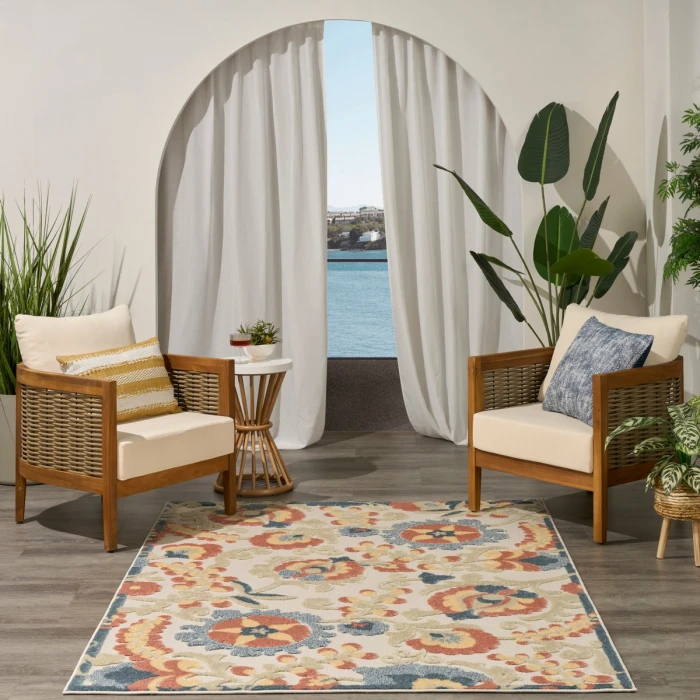 Nourison Aloha Grey Multicolor ALH17 5 ft. 3 in. X 7 ft. 5 in. Rect. Rug