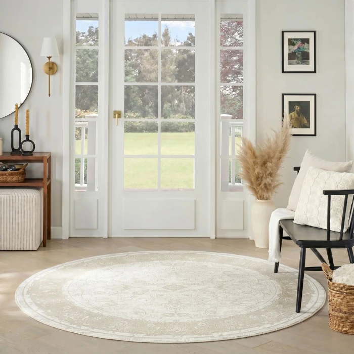 Nourison Dekor Ivory Taupe DEK09 5ft. 3in. x Round Round Rug
