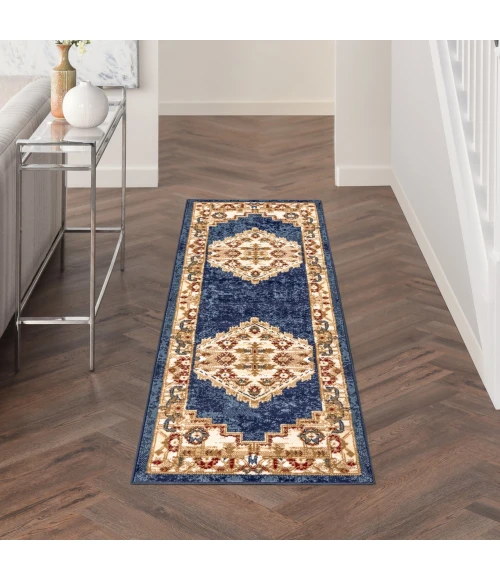 Nourison Grafix Navy Gold GRF43 2ft.3in. x 7ft.6in. Rect. Rug