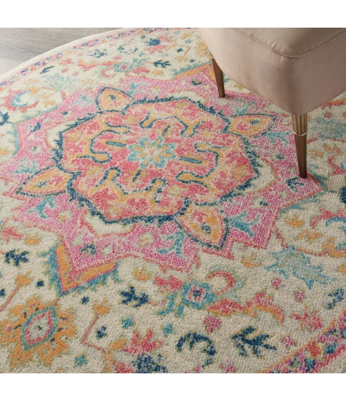 Nourison Passion Round Area Rug PSN25-Ivory/Pink
