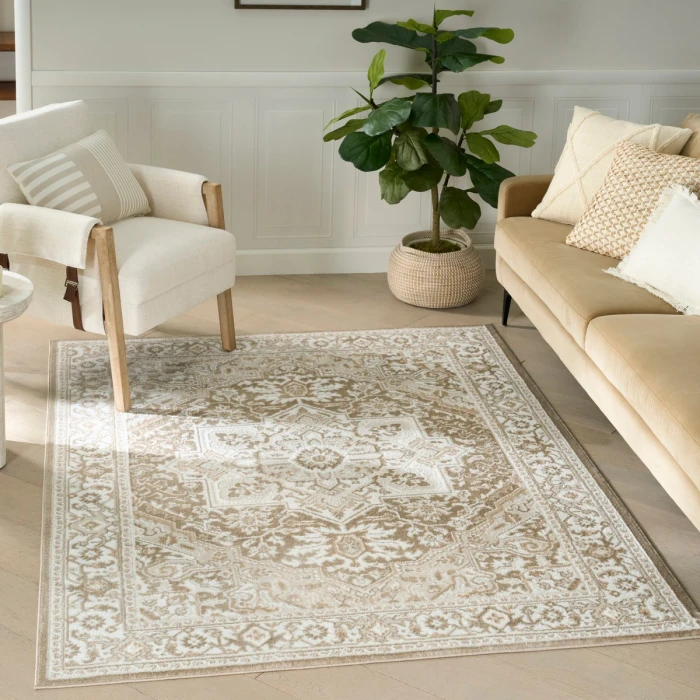 Nourison Dekor Taupe Ivory DEK08 5 ft. 3 in. X 7 ft. Rect. Rug