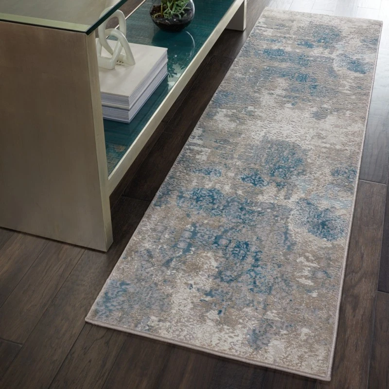 Nourison Karma Runner Area Rug KRM07-Ivory/Light Blue