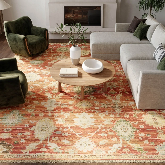 Nourison Home Antique Bloom Red ANB01 5ft.6in. x 8ft.6in. Rect. Rug