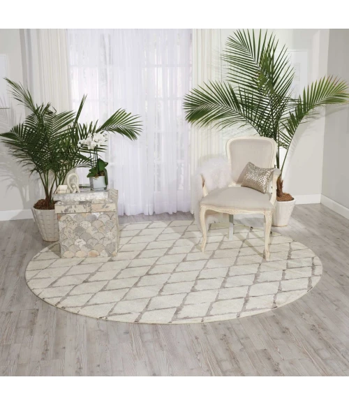 Nourison Twilight Round Area Rug TWI15 Ivory/Grey 8' Round