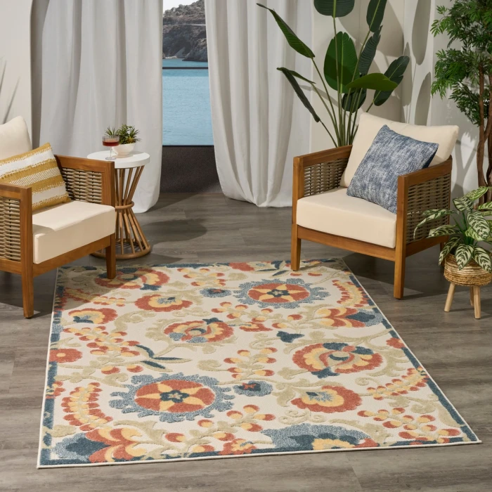 Nourison Aloha Grey Multicolor ALH17 3 ft. 6 in. X 5 ft. 6 in. Rect. Rug