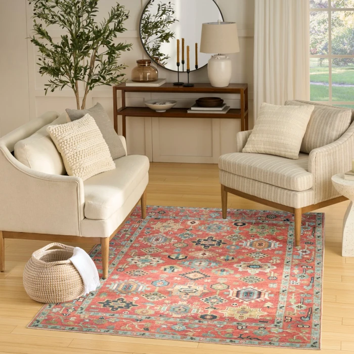 Nourison Vintage Washables Rust Multicolor VWS12 4 ft. X 6 ft. Rect. Rug