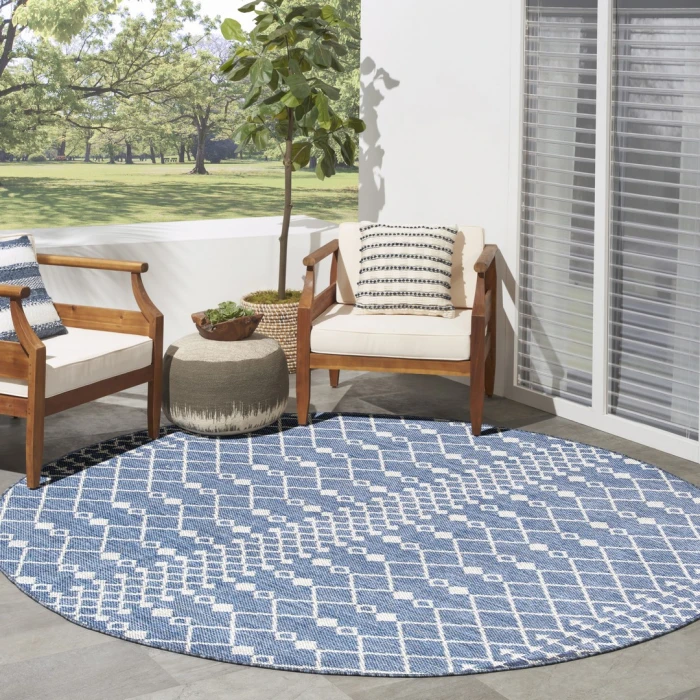 Nourison Positano Navy Blue POS02 6ft. Round Rug