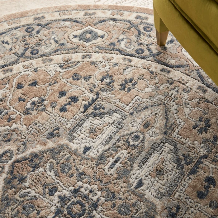 Nourison Quarry Beige Grey QUA05 4 ft. X Round Rug