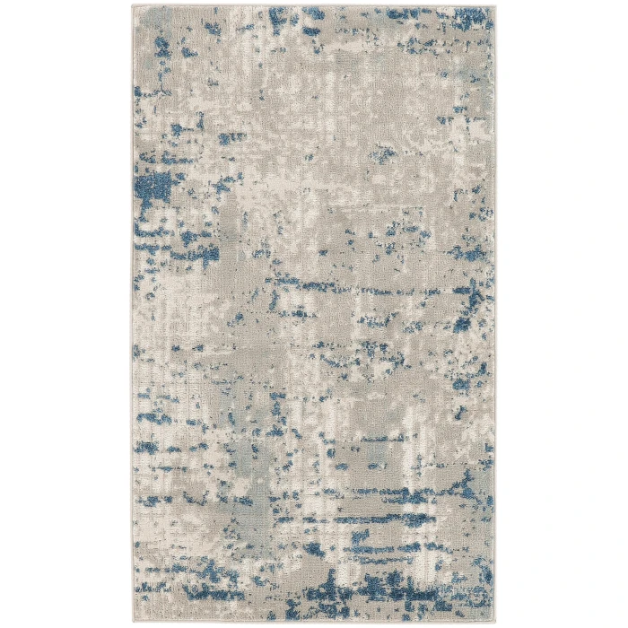 Nourison Quarry Ivory Grey Blue QUA01 3 ft. X 5 ft. Rect. Rug