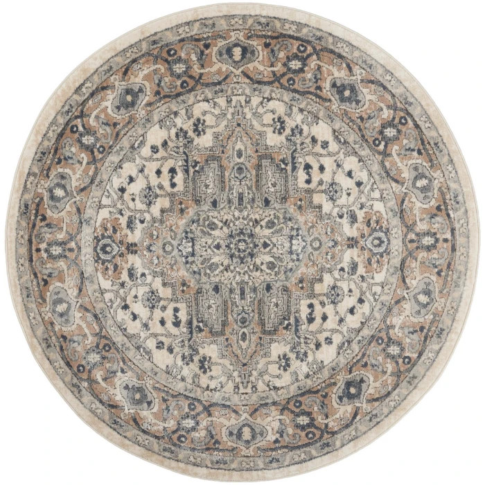 Nourison Quarry Ivory Grey QUA05 4 ft. X Round Rug