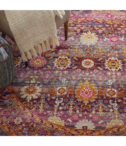 Nourison Vintage Kashan Round Area Rug VKA03-Red/Multicolor