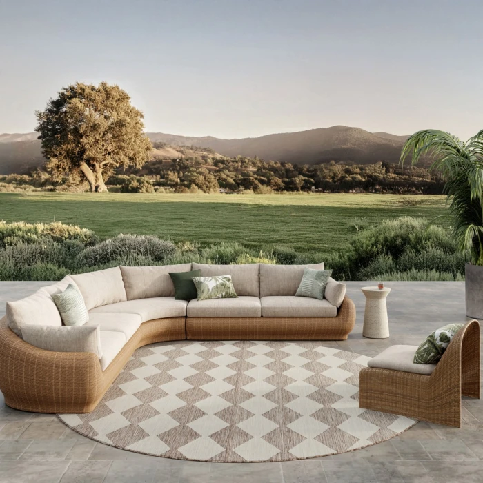 Nourison Positano Beige POS04 10ft. Round Rug