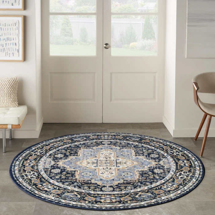 Nourison Nourison Essentials Persian Navy NRE07 6 ft. X Round Rug