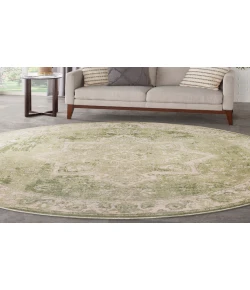 Nourison Home Astra Machine Washable ASW12 Ivory Green 7 ft. 10 in. Round Area Rug