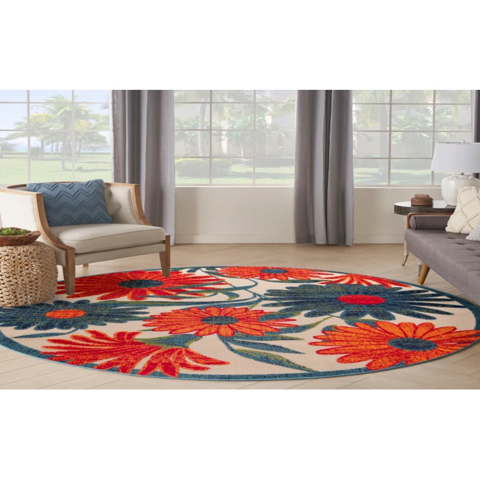 Nourison Aloha Ivory Multicolor ALH33 7 ft. 10 in. Round Rug