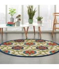 Nourison Aloha Round Area Rug ALH19-Blue/Multicolor