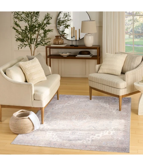 Nourison Vintage Washables Light Blue VWS07 5 ft. 3 in. X 7 ft. 3 in. Rect. Rug