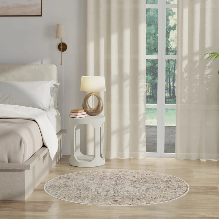 Nourison Oushak Home Light Grey OUS02 4 ft. X Round Rug