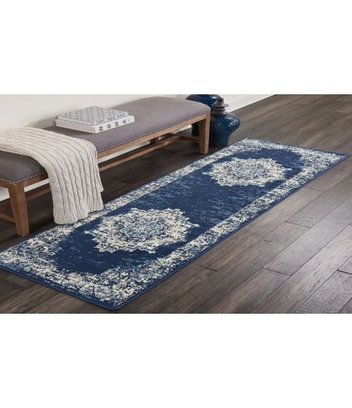 Nourison Grafix Navy Blue GRF14 2 ft. X 6 ft. Rectangle Rug