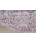 Nicole Curtis Machine Washable Series 1 Blue Multicolor SR104 5 ft. 3 in. Round Rug