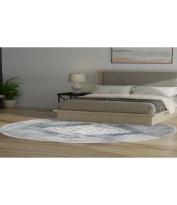 Nourison Home Astra Machine Washable ASW11 Blue Ivory 7 ft. 10 in. Round Area Rug