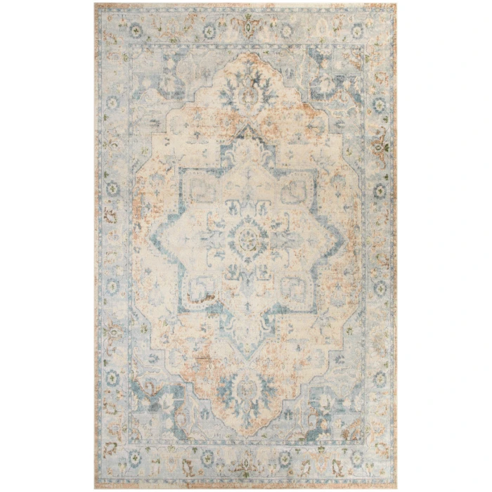 Nourison Astra Machine Washable Beige Blue ASW12 7 ft. 10 in. X 10 ft. Rectangle Rug