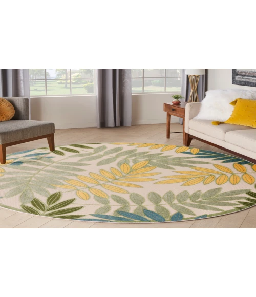 Nourison Aloha Green Multicolor ALH18 5 ft. 3 in. Round Rug