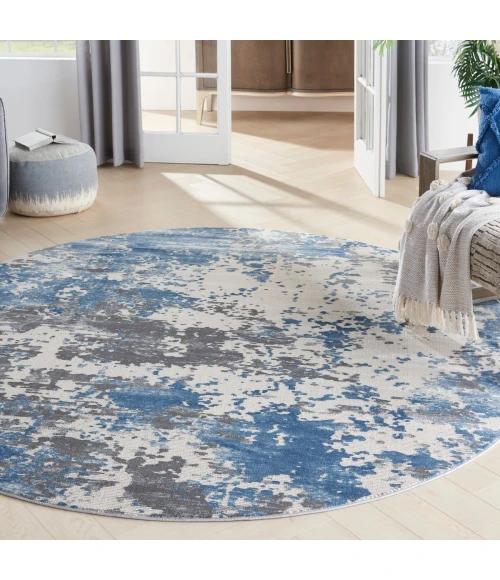 Nourison Rustic Textures Area Rug RUS08 Grey/Blue 7'10" Round