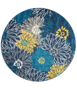 Nourison Home Passion PSN17 Blue 5 ft. Round Area Rug