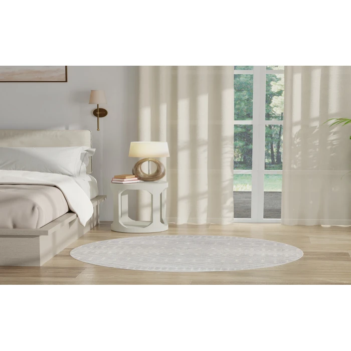 Nourison Astra Machine Washable Grey ASW10 4 ft. Round Rug