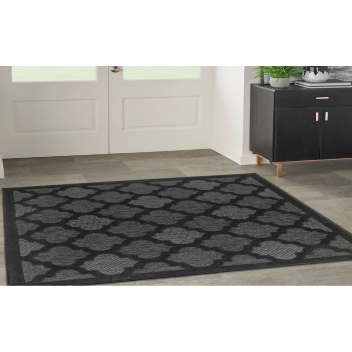 Nourison Easy Care Charcoal Black NES01 5 ft. Square Rug