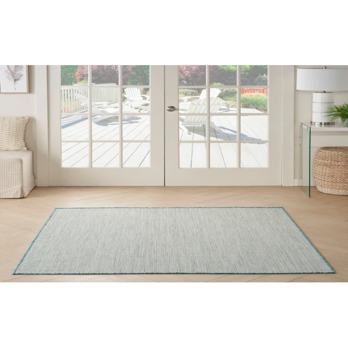 Nourison Courtyard Ivory Aqua COU01 4 ft. Square Rug