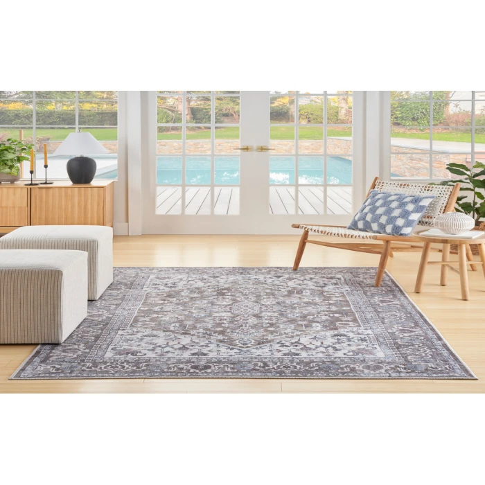 Nicole Curtis Machine Washable Series 1 Olive Ivory SR104 6 ft. X 9 ft. Rectangle Rug