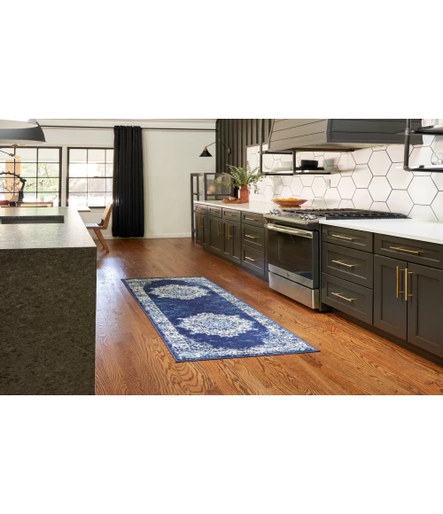 Nourison Grafix Navy Blue GRF14 2 ft. X 6 ft. Rectangle Rug