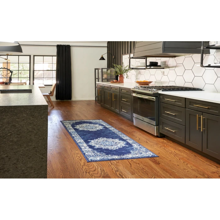 Nourison Grafix Navy Blue GRF14 2 ft. X 6 ft. Rectangle Rug