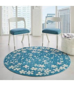 Nourison Home Tranquil TRA04 Turquoise 5 ft. 3 in. Round Area Rug