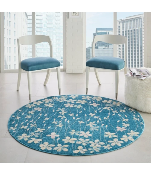 Nourison Tranquil Round Area Rug TRA04-Turquoise