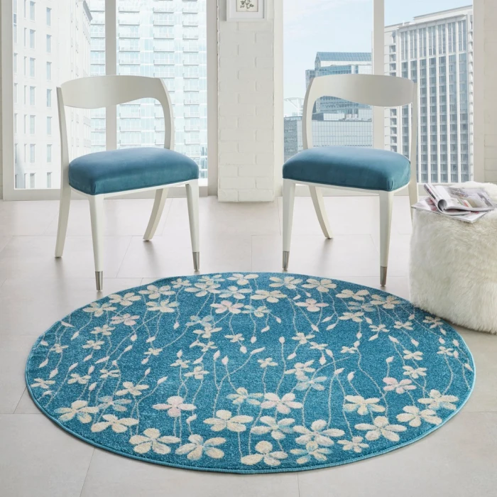 Nourison Tranquil Round Area Rug TRA04-Turquoise