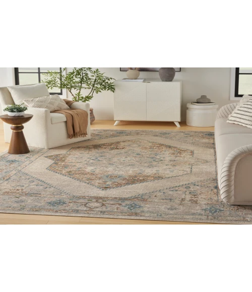 Nourison Astra Machine Washable Ivory Blue ASW13 7 ft. 10 in. X 10 ft. Rectangle Rug