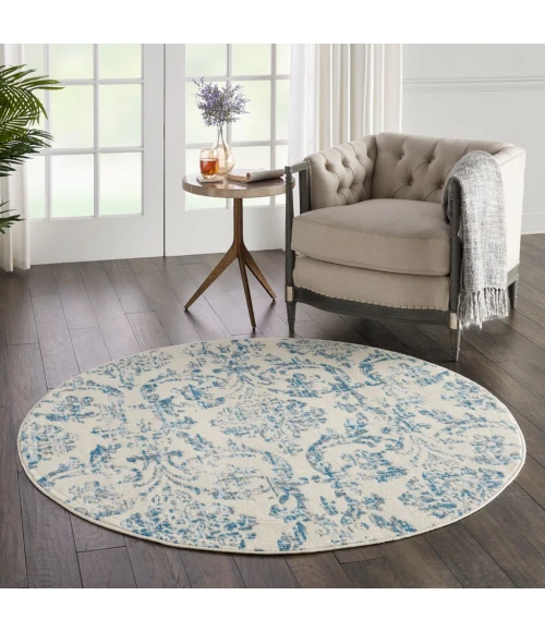 Nourison Jubilant Round Area Rug JUB09-Ivory/Blue