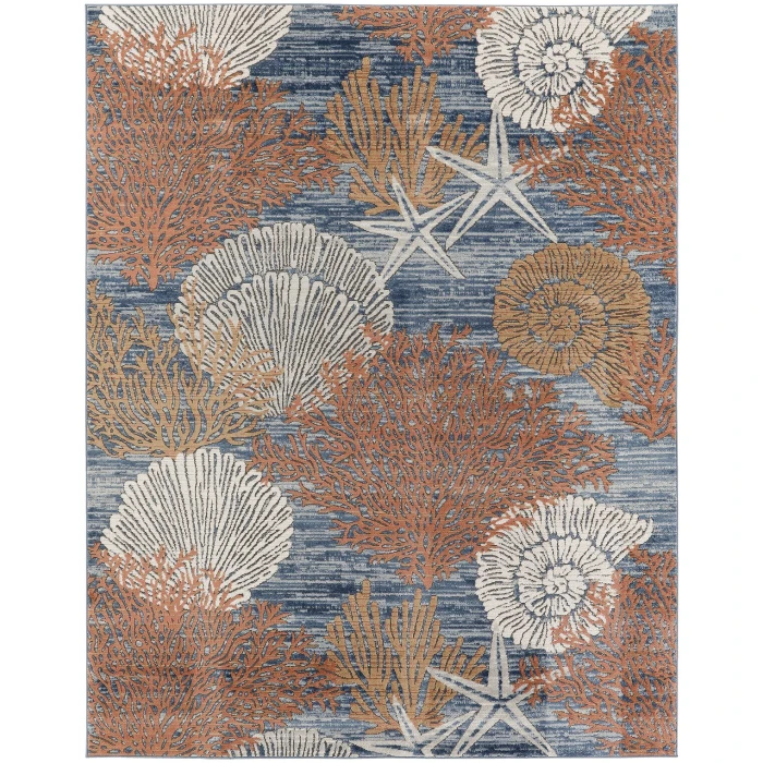 Nourison Seaside Blue Multicolor SDS04 8 ft. X 10 ft. Rect. Rug
