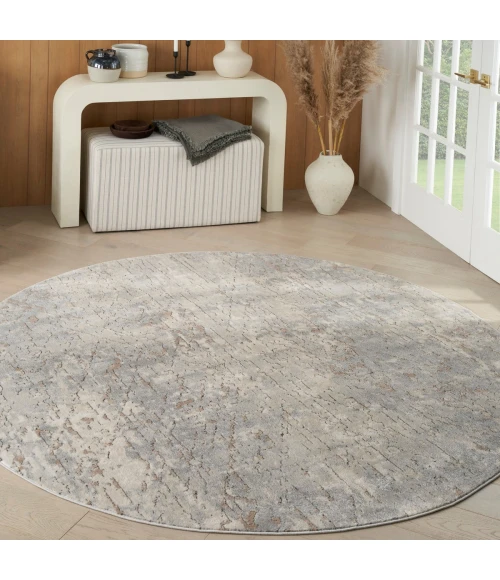 Nourison Quarry Beige Grey QUA03 8 ft. X Round Rug
