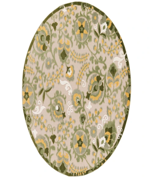 Nourison Aloha Ivory Green ALH17 5 ft. 3 in. Round Rug
